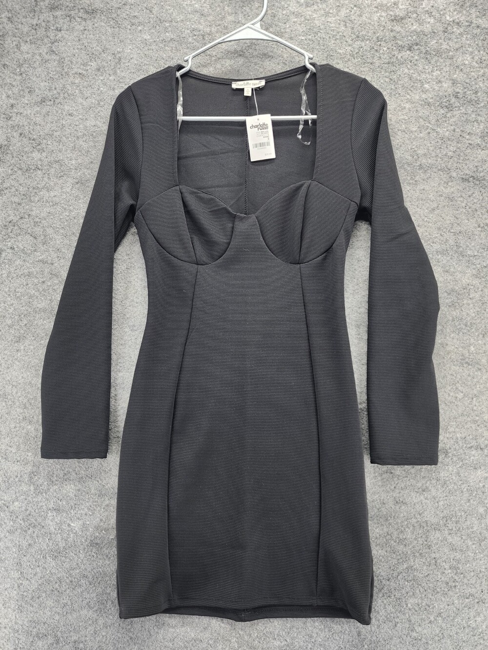 Charlotte Russe Dress Womens Small Long Sleeve Black Ribbed
